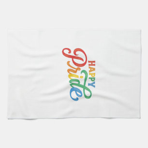 Glückliches Stolz Vintage Regenbogen-Typografie-Sh Geschirrtuch