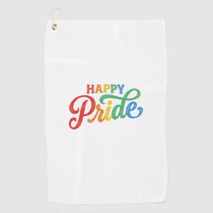 Glückliches Stolz Vintage Regenbogen-Typografie-Sh Golfhandtuch