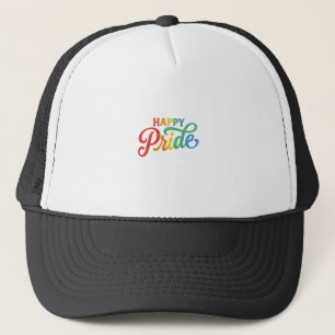 Glückliches Stolz Vintage Regenbogen-Typografie-Sh Truckerkappe