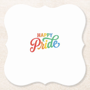 Glückliches Stolz Vintage Regenbogen-Typografie-Sh Untersetzer