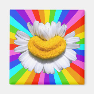 Glückliches Strahlendes Kamillen-Lächeln Regenboge Magnet