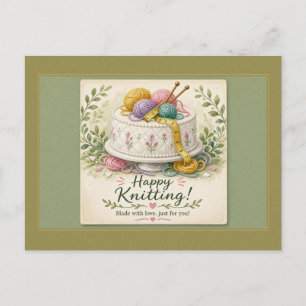 Glückliches Strickgarn-Torte mit Liebe gemacht Pos Postkarte