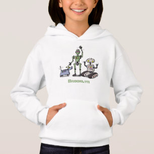 Glückliches süßes Roboter-Trio-Cartoon Hoodie