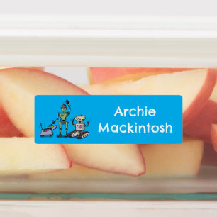 Glückliches süßes Roboter-Trio Cartoon personalisi Etiketten