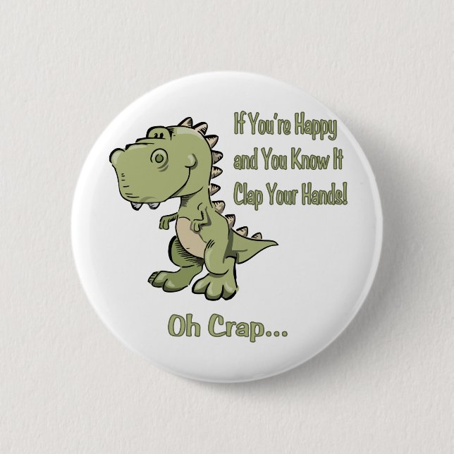 Glückliches T-Rex Button (Vorderseite)