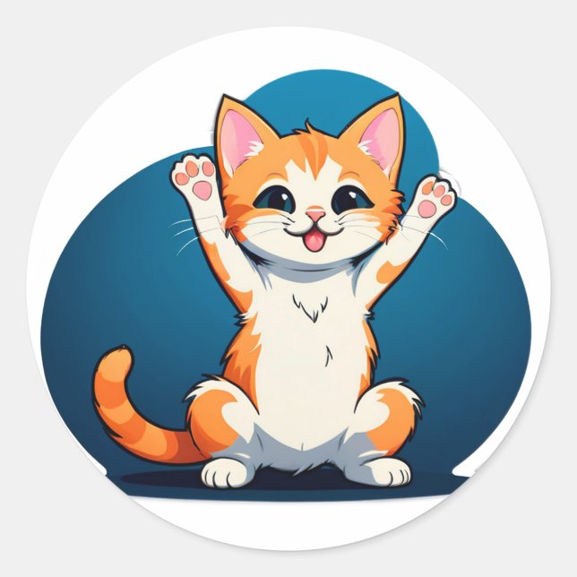 Glückliches Tabby-Kätzchen Runder Aufkleber (Vorderseite)