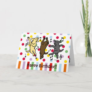 Glückliches tanzendes Labrador-Trio-alles Gute zum Karte