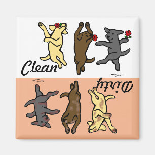 Glückliches tanzendes Labradors sauber/schmutzig Magnet