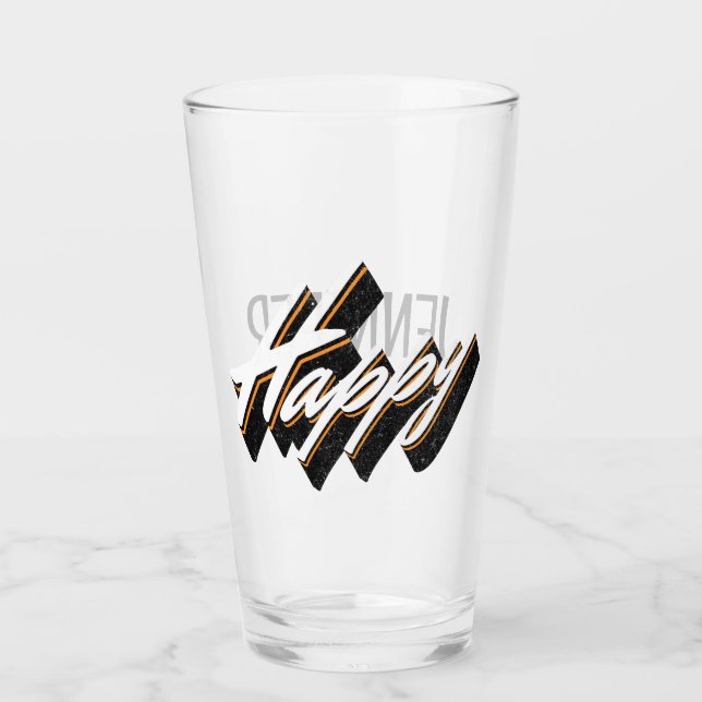 Glückliches Textdesign Glas (Vorderseite)