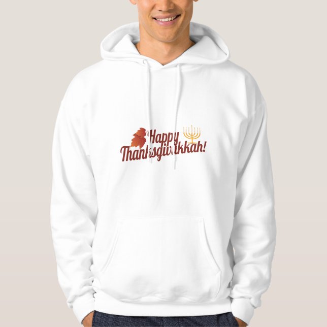 Glückliches Thanksgivukkah Menorah/Blatt Hoodie (Vorderseite)