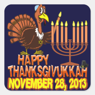 Glückliches Thanksgivukkah Thankgiving Chanukka Quadratischer Aufkleber