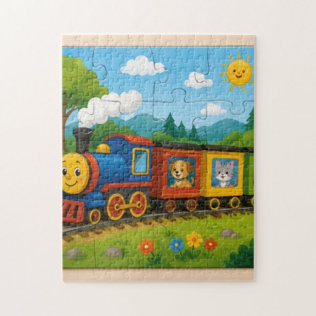 Glückliches Tierzug-Puzzle-Abenteuer Puzzle (Vertikal)