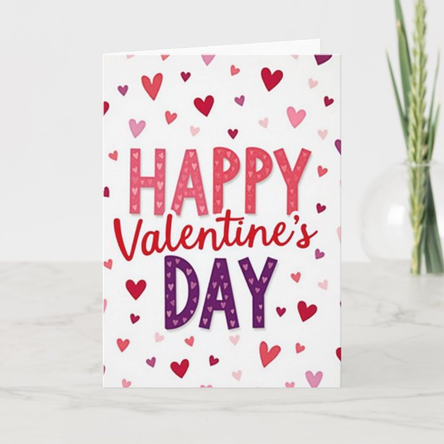 Glückliches Valentinstag-Herzen-Karten-Set Karte (Vorderseite)
