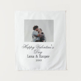 Glückliches Valentinstag-Paar-Foto modern einfach Wandteppich