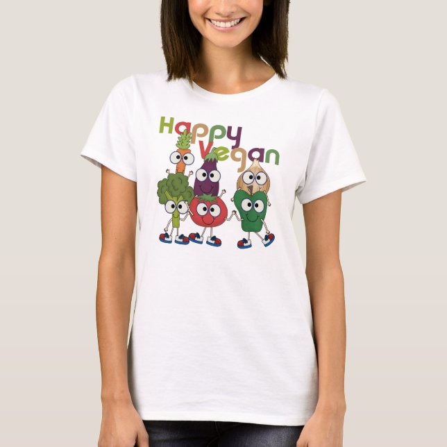Glückliches veganes T-Shirt (Vorderseite)