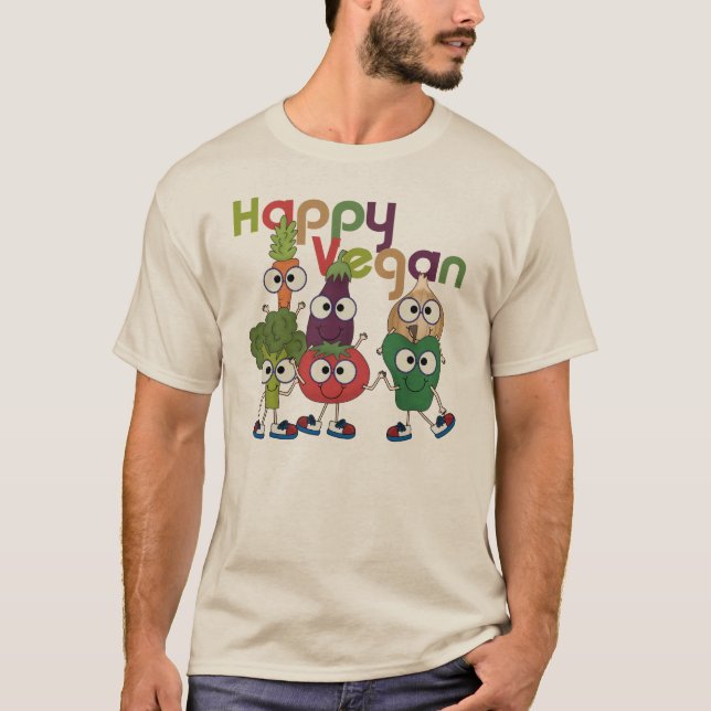 Glückliches veganes T-Shirt (Vorderseite)