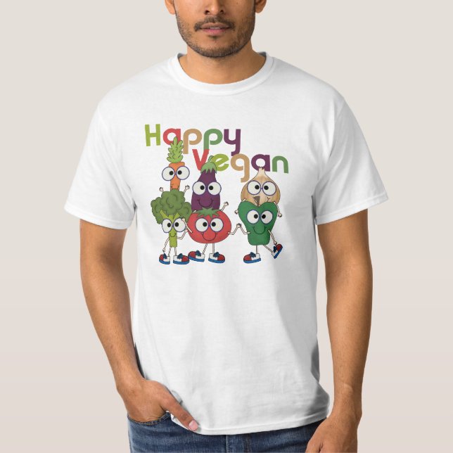 Glückliches veganes T-Shirt (Vorderseite)