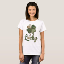 Glückliches Vier-Blatt-Klee-Faux-Patchwork-T-Shirt