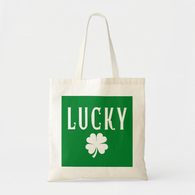Glückliches Vier-Blatt-Kleeblatt St. Patrick auf b Tragetasche (Vorne)