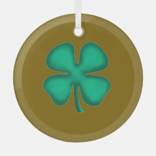 Glückliches vierblättriges irisches Kleeblatt brau Ornament Aus Glas