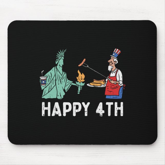 Glückliches Viertes Statue der Freiheit Onkel Sam  Mousepad (Vorne)