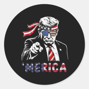 Glückliches Vintage-Trump 4. Juli Patriotisches Am Runder Aufkleber