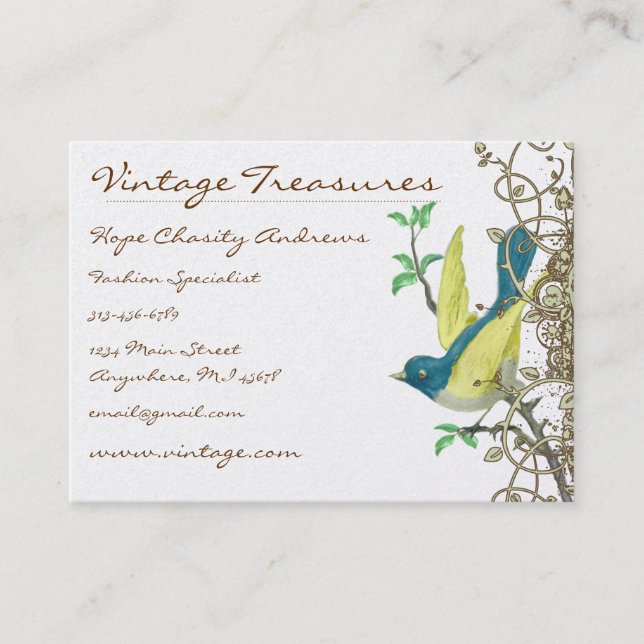 Glückliches Vintages Blau- und Gelbschwingendesign Visitenkarte (Vorderseite)