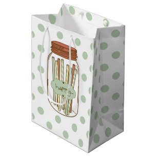 Glückliches Weckglas und Strohe giftbag Mittlere Geschenktüte