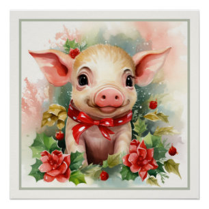 Glückliches Weihnachten Ferkel Faux Mat Fertig zum Poster
