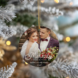 Glückliches Weihnachten nach der Hochzeit Keramik Ornament