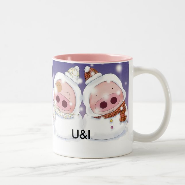 glückliches Weihnachten Zweifarbige Tasse (Rechts)