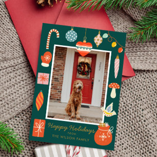 Glückliches Weihnachts-Ornament Süße Familie Foto  Feiertagskarte