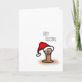 Glückliches WeihnachtsCartoonwurm in einem Loch im Feiertagskarte