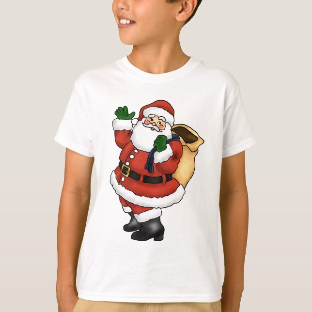 Glückliches Weihnachtsmann-Wellenartig bewegen T-Shirt (Vorderseite)