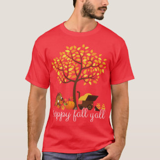glückliches y'all lustiger Herbstbaum mit fallende T-Shirt