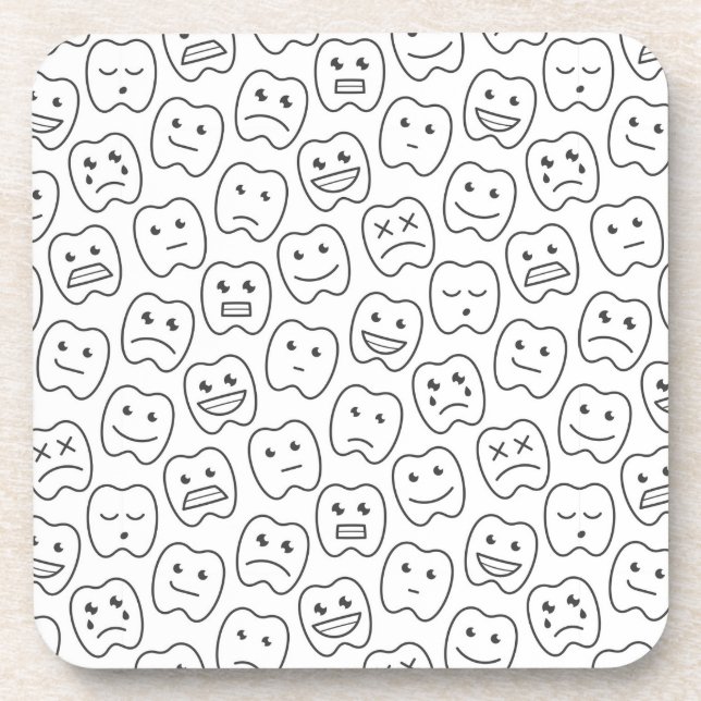Glückliches Zahn-Muster Getränkeuntersetzer (Vorderseite)