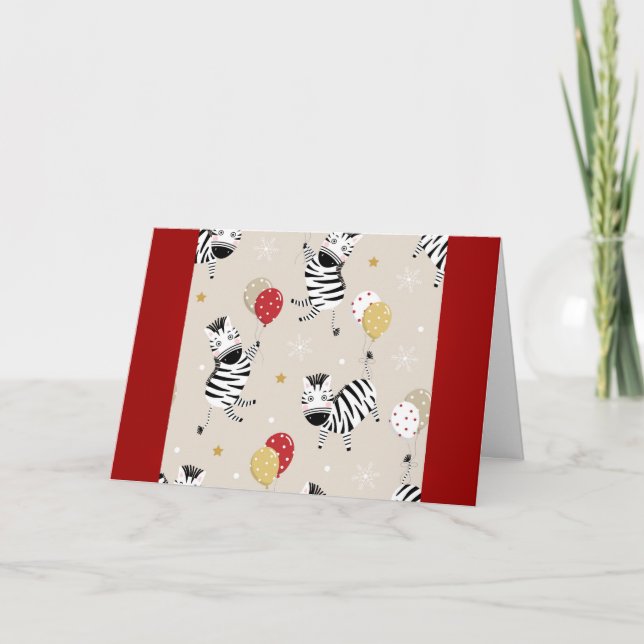 Glückliches Zebra-Weihnachten Karte (Vorderseite)