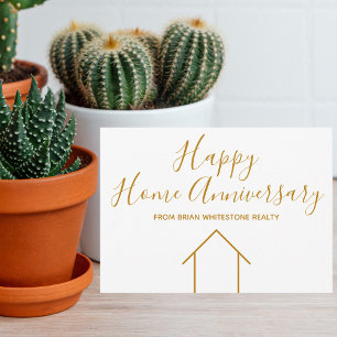Glückliches Zuhause Jubiläum Immobilienfirma Gold Karte