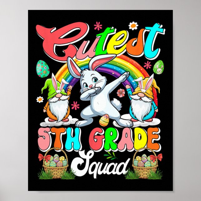 Glücklichste 5. Klasse Squad Ostern Dabbing Gnome  Poster (Vorne)