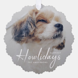 Glücklichste Feiertage   Hunde Foto Weihnachtsmini Ornament Karte