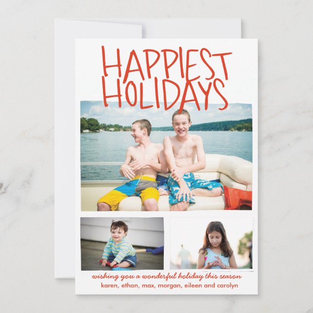 Glücklichste Feiertage Rot Feiertagskarte (Vorderseite)
