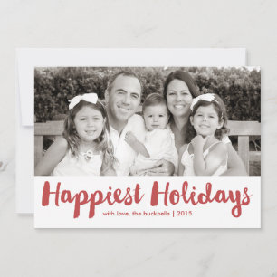 Glücklichste Feiertage Rotes Skript Weihnachtsfoto Feiertagskarte