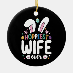 Glücklichste Frau überhaupt Familie Osterhase Eier Keramik Ornament