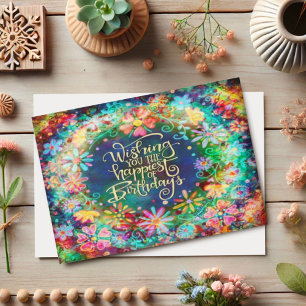 Glücklichste Geburtstagsfloral Schöne Inspiritivit Karte