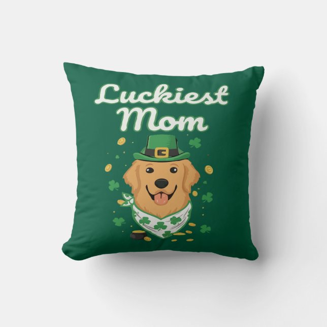 Glücklichste Golden Retriever-Mutter St. Patrick's Kissen (Vorderseite)