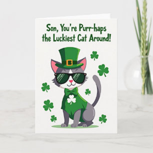 Glücklichste Katze überhaupt, Sohn, St. Patricks-K Karte