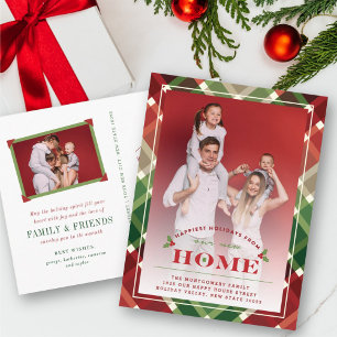 Glücklichste neue Zuhause Karierte Foto Moving Ank Feiertagspostkarte