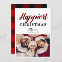 GLÜCKLICHSTE Weihnachts-Rot-Kariert-Feiertage-Foto