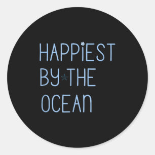 Glücklichsten am Strand am Ozean Liebesurlaub Somm Runder Aufkleber