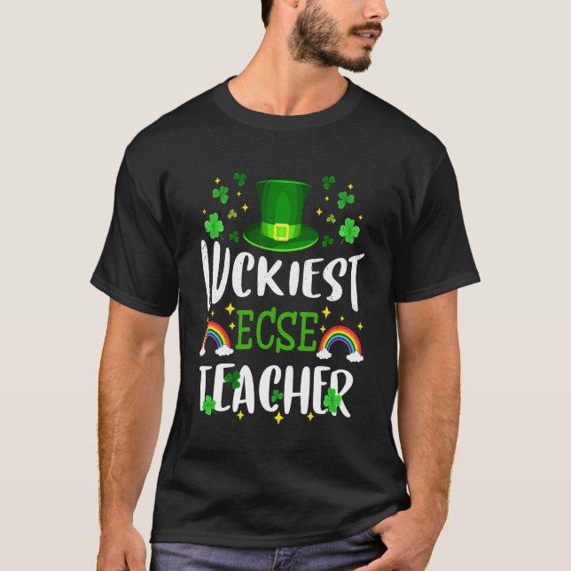 Glücklichster ECSE-Lehrer St. Patricks Day Leprech T-Shirt (Vorderseite)
